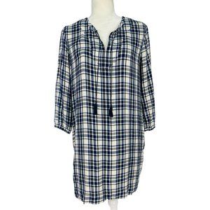 Madewell Plaid Artiste Tunic Dress with Tassels S